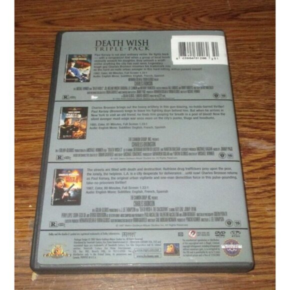 Death Wish Triple Pack (Death Wish 2 / 3 / 4 (DVD, 3-Disc Set, 2007) - Picture 4 of 4